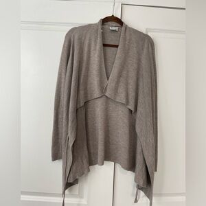 Worth Elegant Draped Wool Cardigan Sweater in Taupe Sz Medium